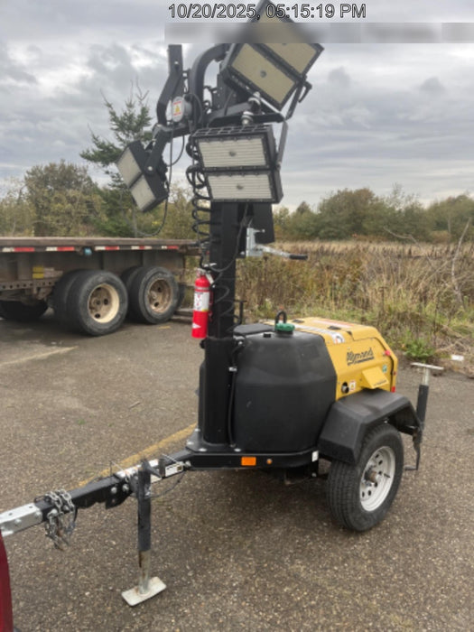 2020 Allmand NLV3GR (4) LED Light Fixture 350W, 23' Vertical Mast, 3kW Prime, Towable, Deep Sea L401, Leveling Jacks, Yanmar T4F 5.8hp