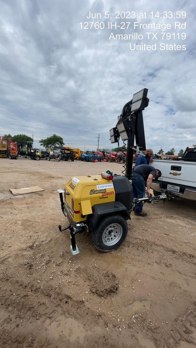 2022 Allmand NLV3GR (4) LED Light Fixture 350W, 23' Vertical Mast, 3kW Prime, Towable, ES Decals, T3