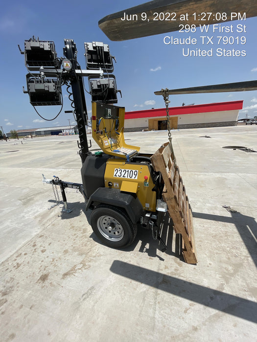 2022 Allmand NLV3GR (4) LED Light Fixture 350W, 23' Vertical Mast, 3kW Prime, Towable, Deep Sea L401, Leveling Jacks, Yanmar T4F 5.8hp