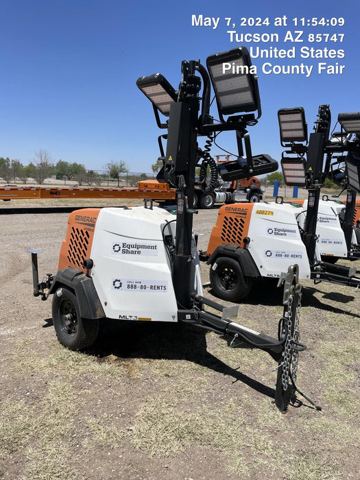 2024 Generac MLT2 Diesel, Flex Switch 120V Input, Powerzone Controller, 
(4) 320W LED Lights, 4kW Generator, 39.9 Gal Fuel Tank, 2" Ball, T3
