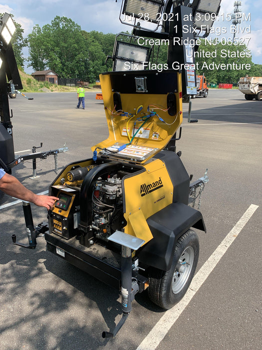 2021 Allmand NLV3GR (4) LED Light Fixture 350W, 23' Vertical Mast, 3kW Prime, Towable, Deep Sea L401, Leveling Jacks, Yanmar T4F 5.8hp