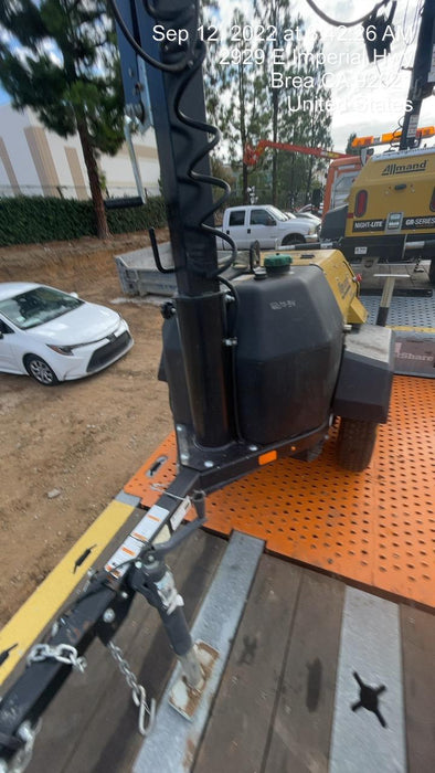 2021 Allmand NLV3GR (4) LED Light Fixture 350W, 23' Vertical Mast, 3kW Prime, Towable, Deep Sea L401, Leveling Jacks, Yanmar T4F 5.8hp