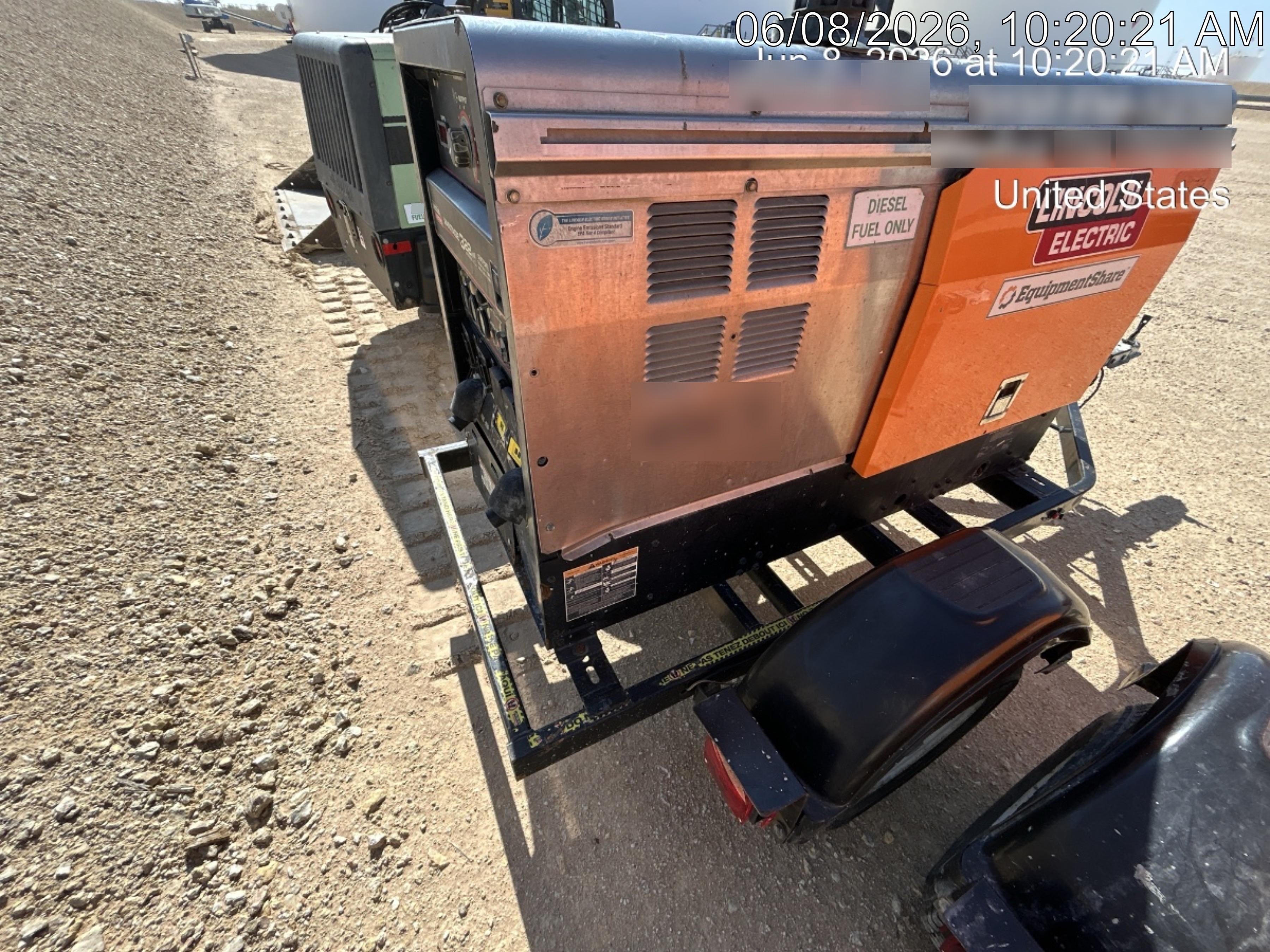 2019 Lincoln Electric Vantage 322 Ready-Pak 3, Two Wheel Trailer, Fender and Light Kit, Cable Rack