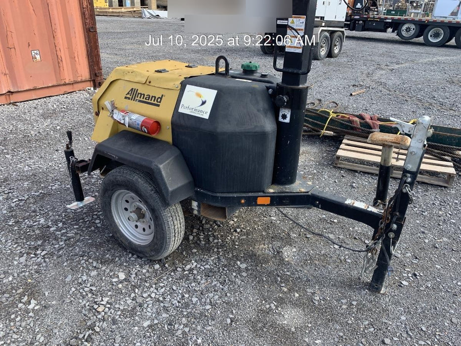 2022 Allmand NLV3GR (4) LED Light Fixture 350W, 23' Vertical Mast, 3kW Prime, Towable, Deep Sea L401, Leveling Jacks, Yanmar T4F 5.8hp