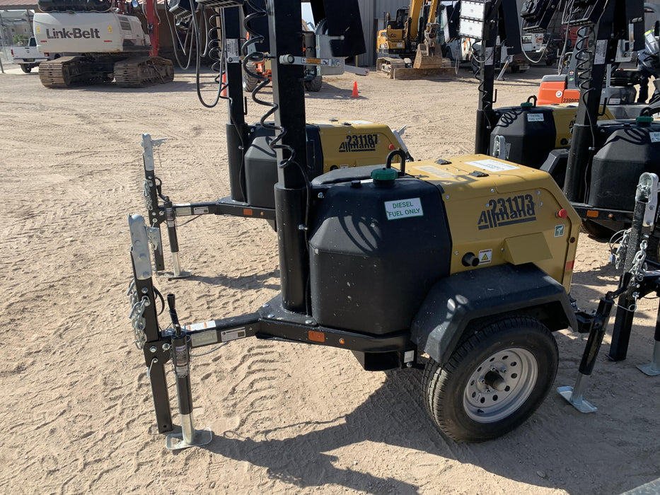 2022 Allmand NLV3GR (4) LED Light Fixture 350W, 23' Vertical Mast, 3kW Prime, Towable, Deep Sea L401, Leveling Jacks, Yanmar T4F 5.8hp