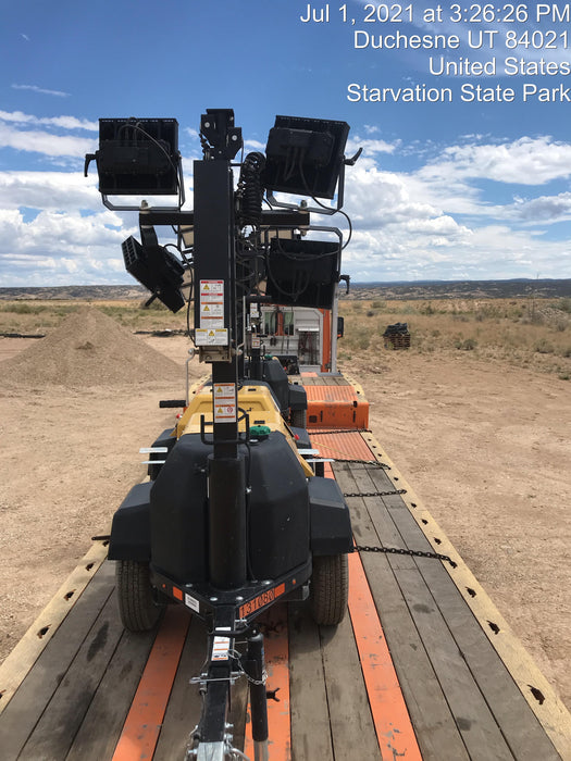 2021 Allmand NLV3GR (4) LED Light Fixture 350W, 23' Vertical Mast, 3kW Prime, Towable, Deep Sea L401, Leveling Jacks, Yanmar T4F 5.8hp