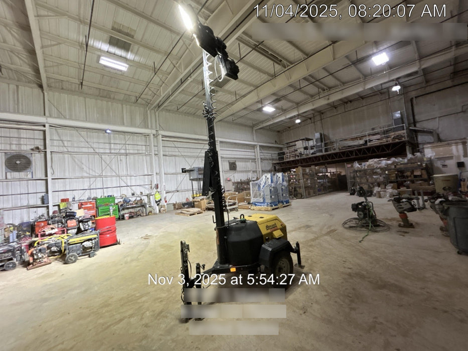 Allmand NLV3GR (4) LED Light Fixture 350W, 23' Vertical Mast, 3kW Prime, Towable, Deep Sea L401, Leveling Jacks, Yanmar T4F 5.8hp