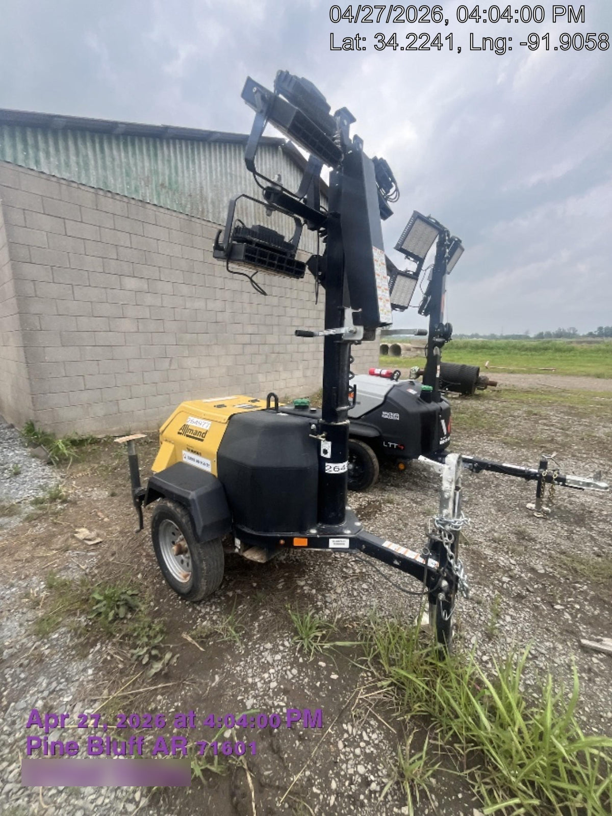 2022 Allmand NLV3GR (4) LED Light Fixture 350W, 23' Vertical Mast, 3kW Prime, Towable, ES Decals, T3
