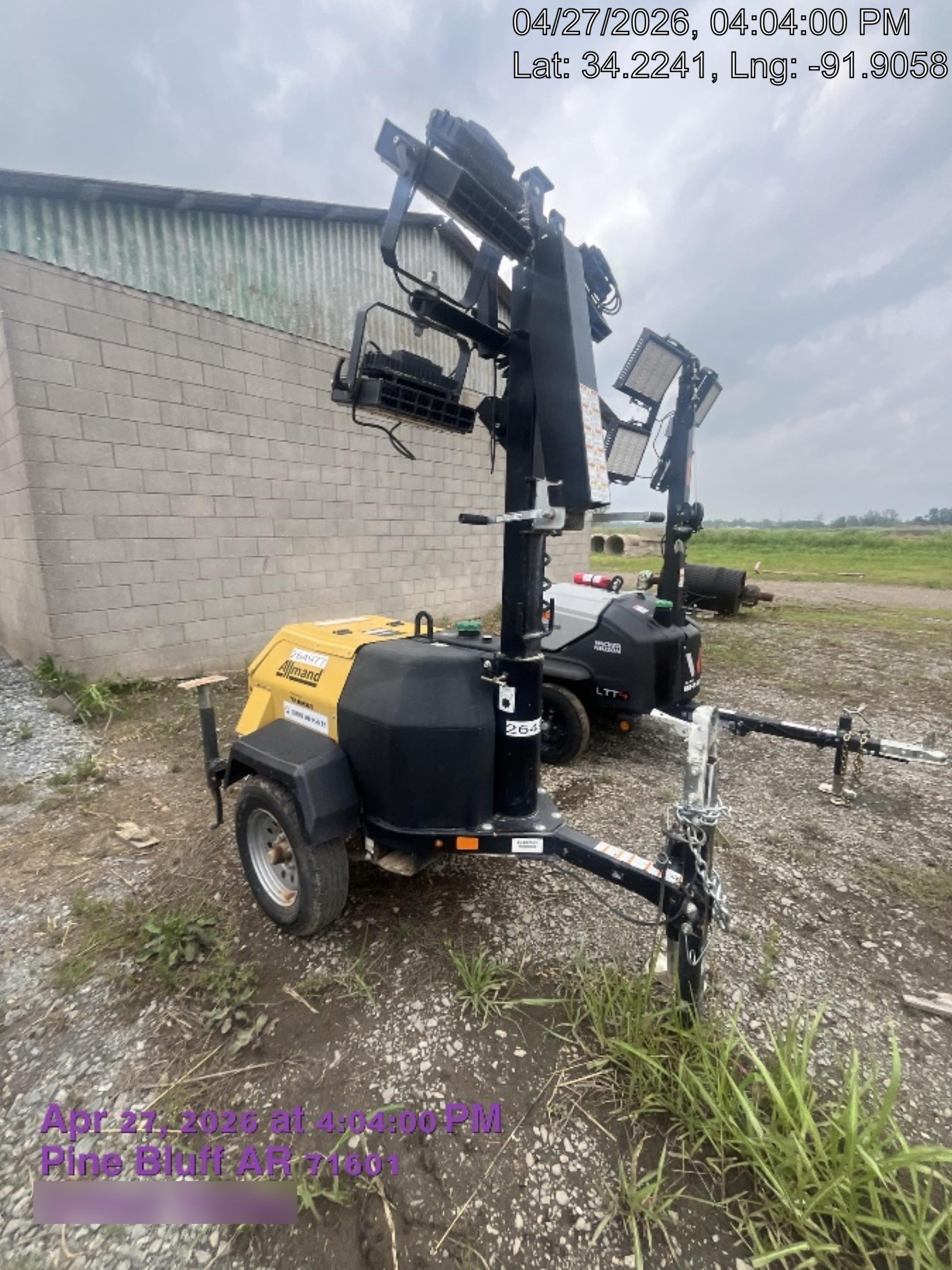 2022 Allmand NLV3GR (4) LED Light Fixture 350W, 23' Vertical Mast, 3kW Prime, Towable, ES Decals, T3