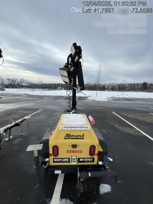 Allmand NLV3GR (4) LED Light Fixture 350W, 23' Vertical Mast, 3kW Prime, Towable, Deep Sea L401, Leveling Jacks, Yanmar T4F 5.8hp