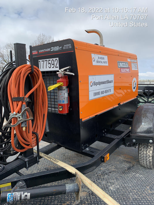 2021 Lincoln Electric Vantage 322 Vantage 322 Ready Pak 3 w/ Decals, ORANGE (includes trailer, cable rack, fender light kit) NO Telematics