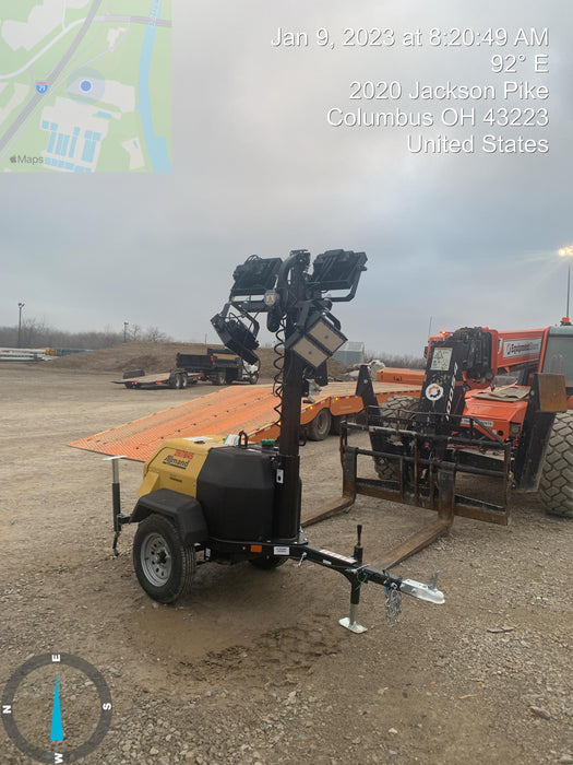 2022 Allmand NLV3GR (4) LED Light Fixture 350W, 23' Vertical Mast, 3kW Prime, Towable, ES Decals, T3