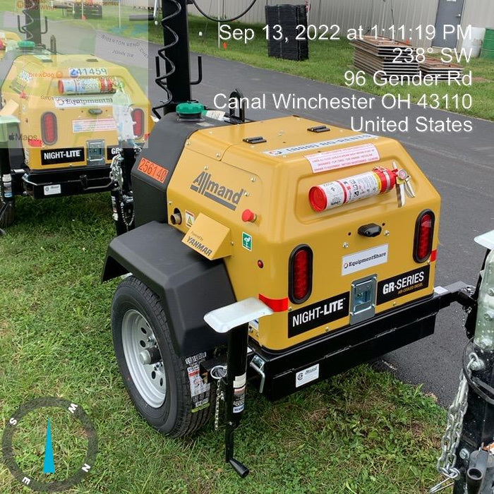 2022 Allmand NLV3GR (4) LED Light Fixture 350W, 23' Vertical Mast, 3kW Prime, Towable, ES Decals, T3