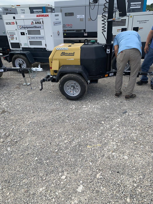 2022 Allmand NLV3GR (4) LED Light Fixture 350W, 23' Vertical Mast, 3kW Prime, Towable, Deep Sea L401, Leveling Jacks, Yanmar T4F 5.8hp