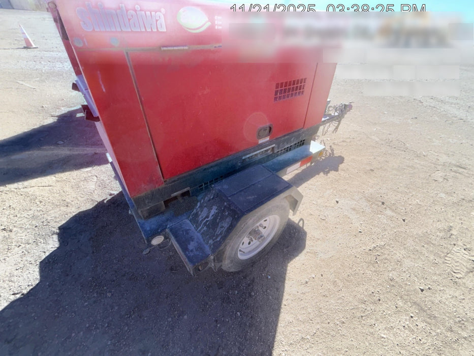 2022 Shindaiwa DGW400MDL Kubota D902 Engine, 23 HP, Dual Op Welder, Wire, Arc, Droop Stick, Tig, and CC Stick Functionality, Simulphase, 3 Phase and 1 Phase Gen Output, Single Axle NB Trlr, Slr Trckl Chrg 12V 12W, Fire Ext