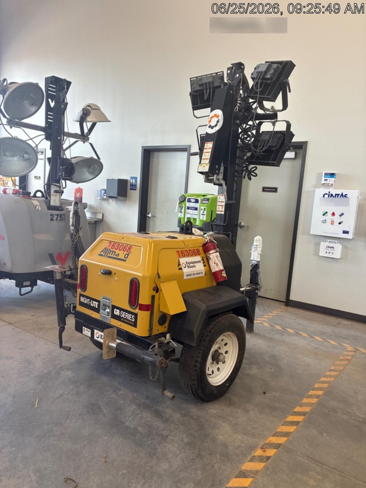 2021 Allmand NLV3GR (4) LED Light Fixture 350W, 23' Vertical Mast, 3kW Prime, Towable, Deep Sea L401, Leveling Jacks, Yanmar T4F 5.8hp