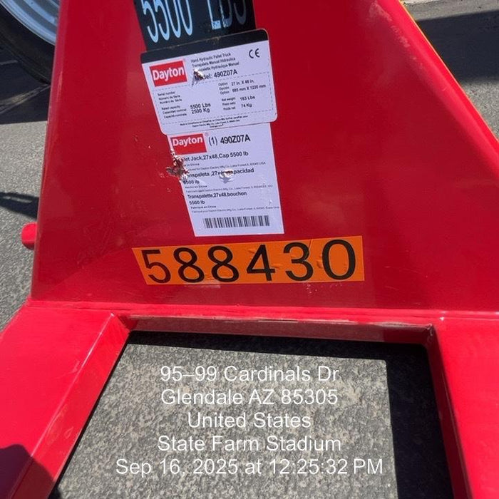 2025 GRAINGER PALLET JACK, 5500 LBS., GRAINGER