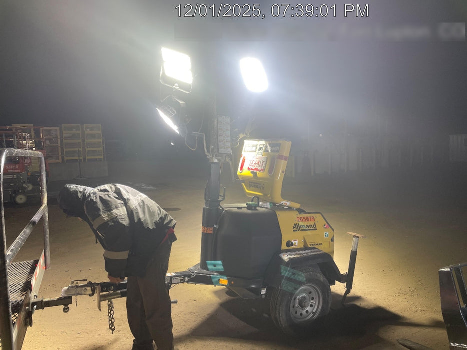 2022 Allmand NLV3GR (4) LED Light Fixture 350W, 23' Vertical Mast, 3kW Prime, Towable, ES Decals, T3