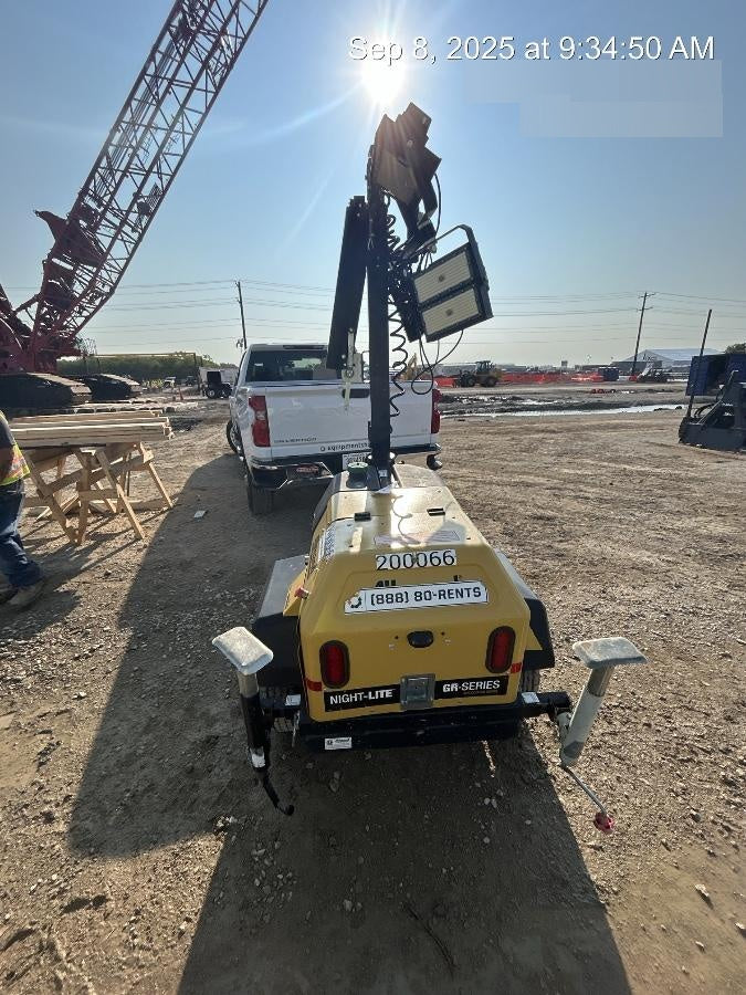 2022 Allmand NLV3GR (4) LED Light Fixture 350W, 23' Vertical Mast, 3kW Prime, Towable, Deep Sea L401, Leveling Jacks, Yanmar T4F 5.8hp