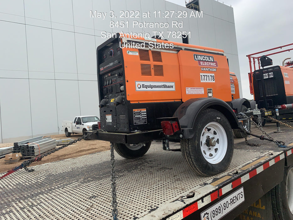 2021 Lincoln Electric Vantage 322 Vantage 322 Ready Pak 3 w/ Decals, ORANGE (includes trailer, cable rack, fender light kit) NO Telematics
