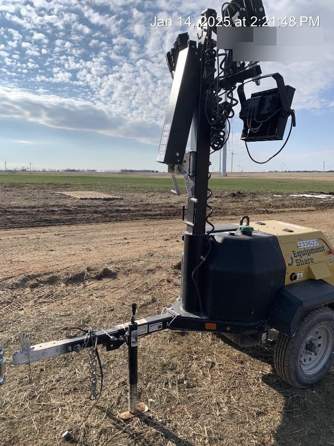 2022 Allmand NLV3GR (4) LED Light Fixture 350W, 23' Vertical Mast, 3kW Prime, Towable, Deep Sea L401, Leveling Jacks, Yanmar T4F 5.8hp