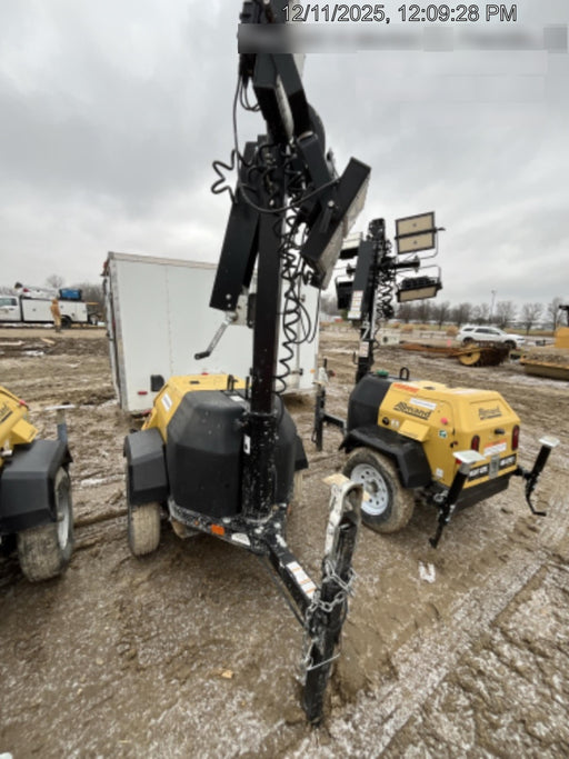 2022 Allmand NLV3GR (4) LED Light Fixture 350W, 23' Vertical Mast, 3kW Prime, Towable, Deep Sea L401, Leveling Jacks, Yanmar T4F 5.8hp