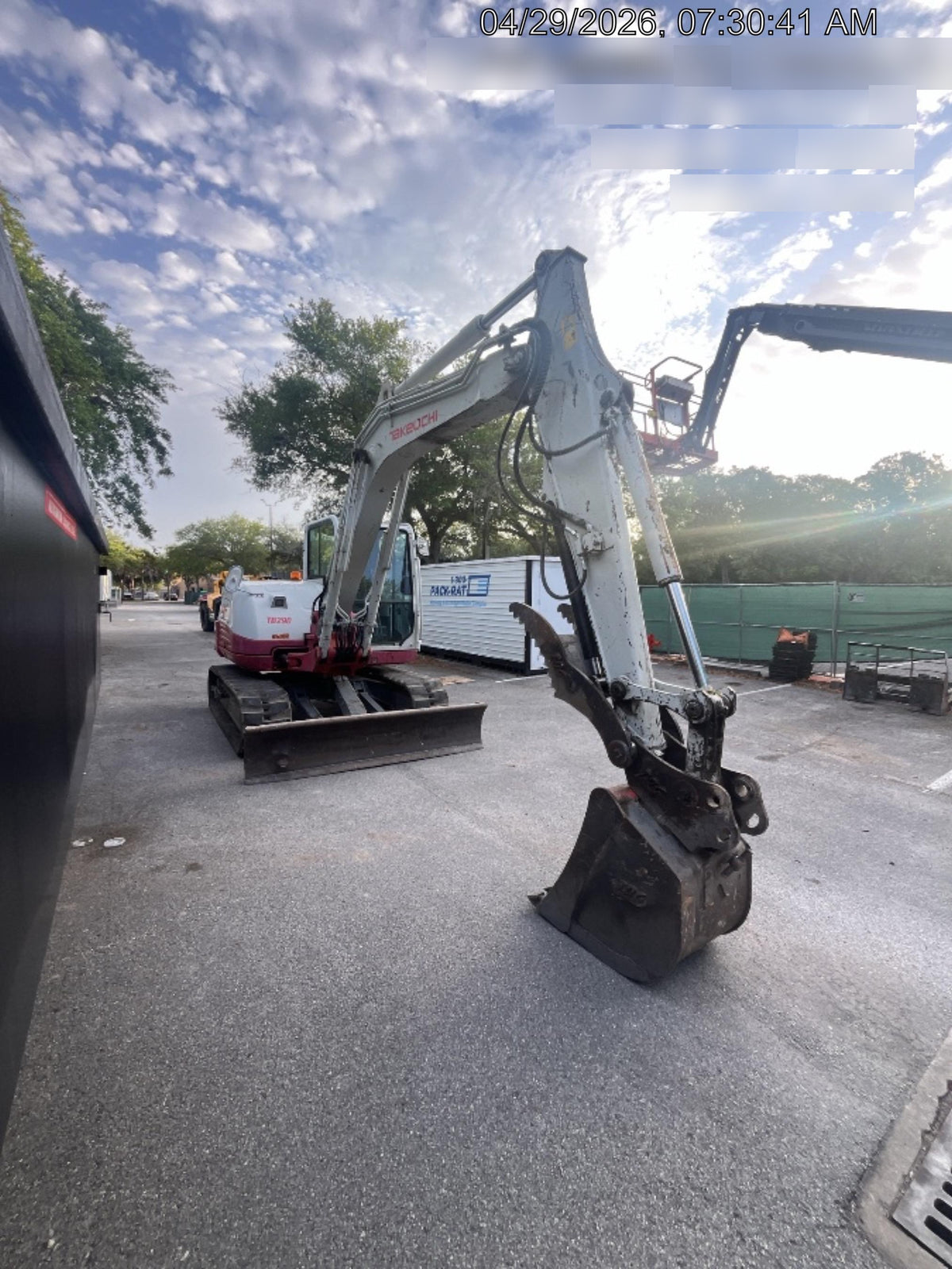 2019 Takeuchi TB290 Cab, AC, Rubber Tracks, Dozer Blade, Travel Alarm, Control Pattern Change Valve, Auxiliary Hydraulics w/18" Quick Coupler Bucket with teeth, 6.2 cu. ft. capacity/24" Quick Coupler Bucket with teeth, 8.6 cu. ft. capacity/36" Quick Coupler Bucket with teeth, 13.4 cu. ft. capacity, Quick Coupler, Hydraulic Thumb Installed