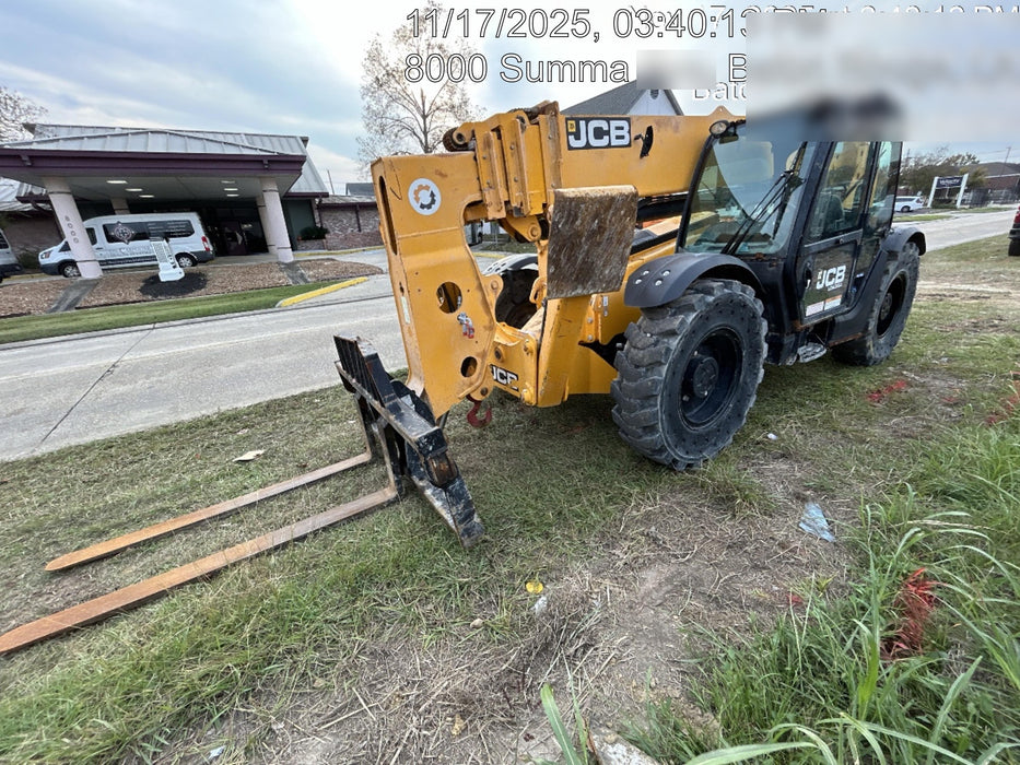 2019 JCB 512-56 Enclosed Cab, 109 HP, Solid Tires, Worklights, Beacon, Aux Hydraulics, Lifting Eye w/60" Carriage/60" Forks