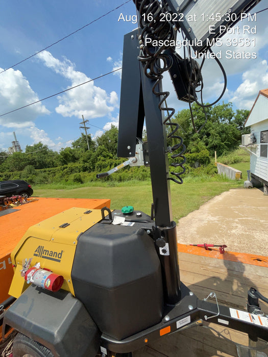 2022 Allmand NLV3GR (4) LED Light Fixture 350W, 23' Vertical Mast, 3kW Prime, Towable, Deep Sea L401, Leveling Jacks, Yanmar T4F 5.8hp