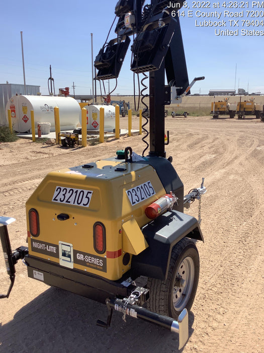 2022 Allmand NLV3GR (4) LED Light Fixture 350W, 23' Vertical Mast, 3kW Prime, Towable, Deep Sea L401, Leveling Jacks, Yanmar T4F 5.8hp