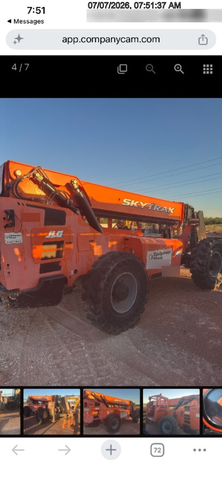 2018 Skytrak 10054 Skytrak 10054 10K Telehandler w/Open ROPS Solid Tires, LED Work Lights, Rotating Beacon, 60" Carriage/60" Forks