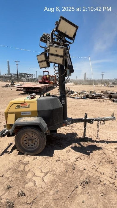 2022 Allmand NLV3GR (4) LED Light Fixture 350W, 23' Vertical Mast, 3kW Prime, Towable, Deep Sea L401, Leveling Jacks, Yanmar T4F 5.8hp