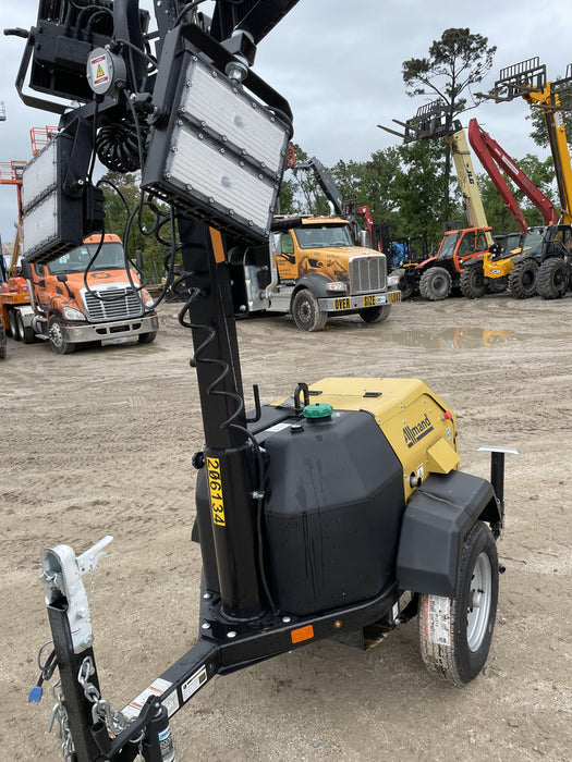 2022 Allmand NLV3GR (4) LED Light Fixture 350W, 23' Vertical Mast, 3kW Prime, Towable, Deep Sea L401, Leveling Jacks, Yanmar T4F 5.8hp