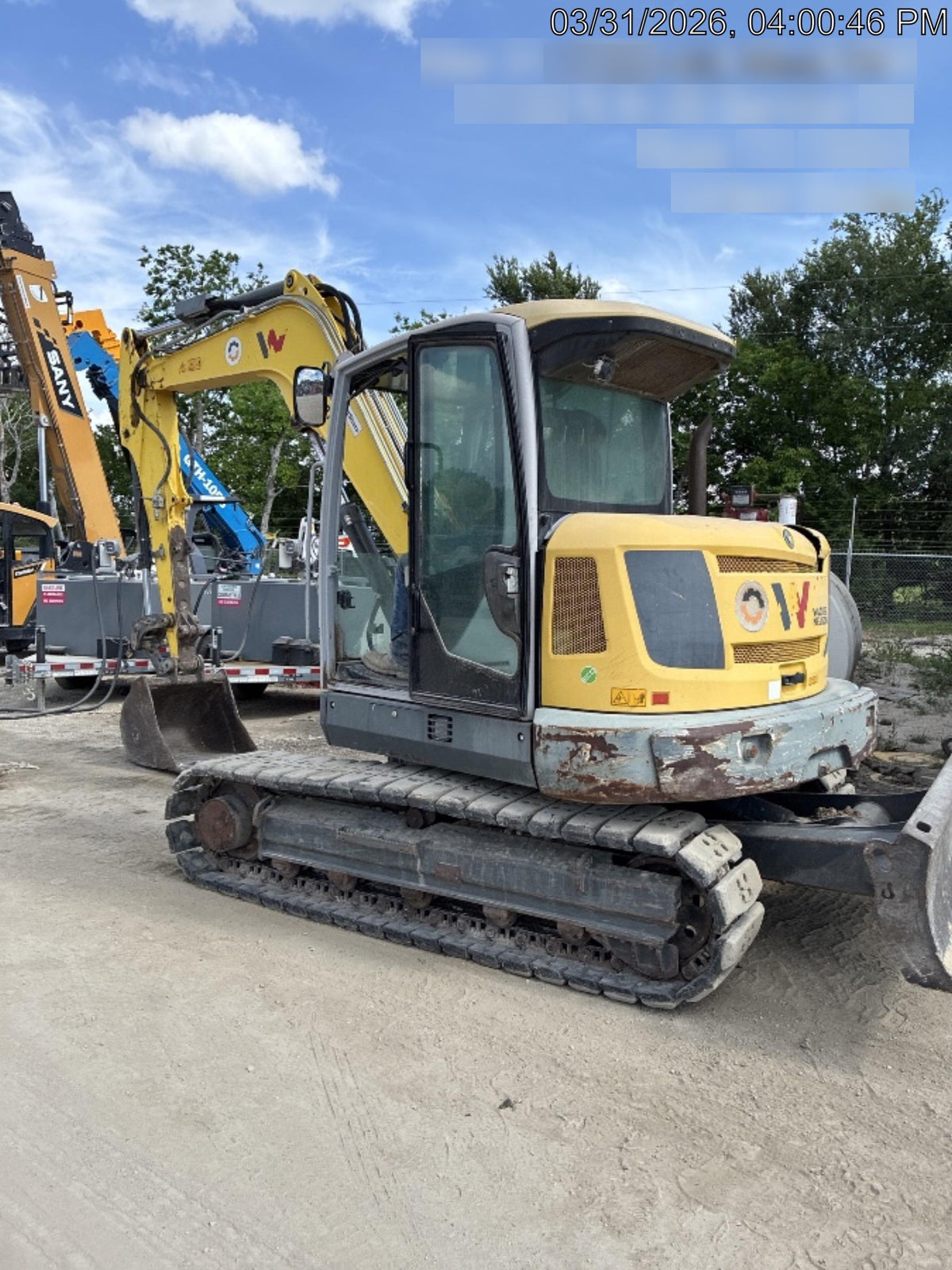 Wacker Neuson ET90 Enclosed Cab, Hybrid Tracks, Long Dipperstick, Bucket