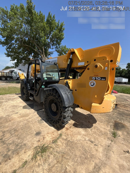 2019 JCB 510-56 Canopy, 74 HP, Solid Tires, STD Worklight, Beacon, Aux Hydraulics, Lifting Eye, Back up Alarm w/66" Carriage/60" Forks