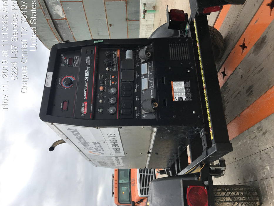 2019 Lincoln Electric Vantage 322 Welder Ready-Pak 3, Two wheel trailer, Fender and Light kit, Cable Rack