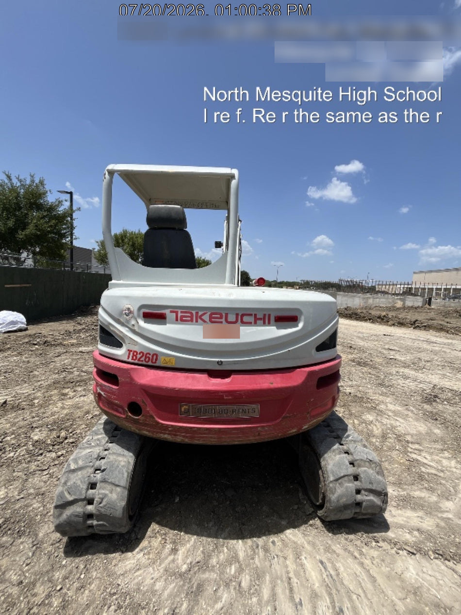 2019 Takeuchi TB260 Takeuchi TB260 Canopy w/Rubber Tracks, Auxiliary Hydraulics, Standard Blade, Manual QC