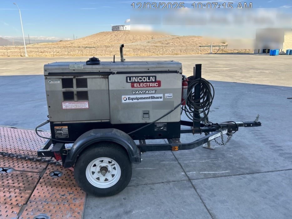 2019 Lincoln Electric Vantage 322 Welder Ready-Pak 3, Two wheel trailer, Fender and Light kit, Cable Rack