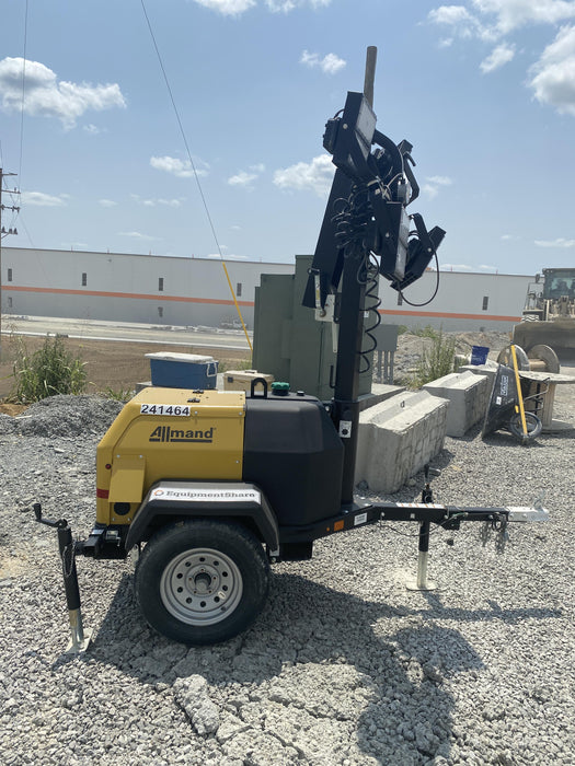 2022 Allmand NLV3GR (4) LED Light Fixture 350W, 23' Vertical Mast, 3kW Prime, Towable, Deep Sea L401, Leveling Jacks, Yanmar T4F 5.8hp