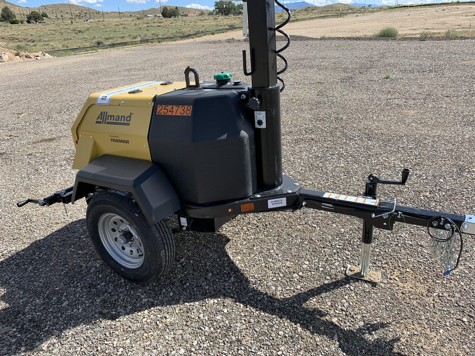 2022 Allmand NLV3GR (4) LED Light Fixture 350W, 23' Vertical Mast, 3kW Prime, Towable, ES Decals, T3