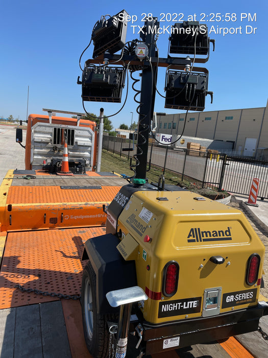 2022 Allmand NLV3GR (4) LED Light Fixture 350W, 23' Vertical Mast, 3kW Prime, Towable, ES Decals, T3