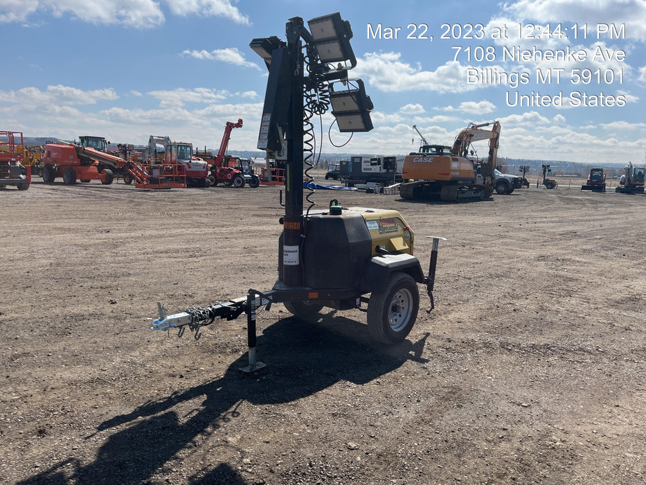 2022 Allmand NLV3GR (4) LED Light Fixture 350W, 23' Vertical Mast, 3kW Prime, Towable, Deep Sea L401, Leveling Jacks, Yanmar T4F 5.8hp