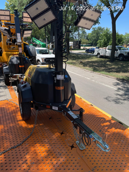 2022 Allmand NLV3GR (4) LED Light Fixture 350W, 23' Vertical Mast, 3kW Prime, Towable, Deep Sea L401, Leveling Jacks, Yanmar T4F 5.8hp