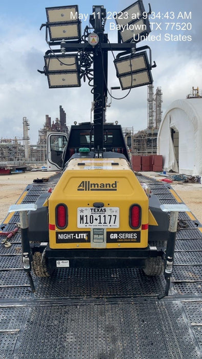 2022 Allmand NLV3GR (4) LED Light Fixture 350W, 23' Vertical Mast, 3kW Prime, Towable, Deep Sea L401, Leveling Jacks, Yanmar T4F 5.8hp