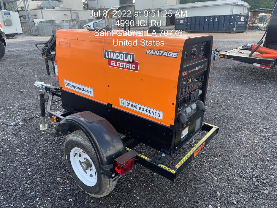 2021 Lincoln Electric Vantage 322 Vantage 322 Ready Pak 3 w/ Decals, ORANGE (includes trailer, cable rack, fender light kit) NO Telematics