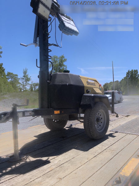 2022 Allmand NLV3GR (4) LED Light Fixture 350W, 23' Vertical Mast, 3kW Prime, Towable, Deep Sea L401, Leveling Jacks, Yanmar T4F 5.8hp