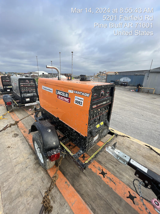 2021 Lincoln Electric Vantage 322 Vantage 322 Ready Pak 3 w/ Decals, ORANGE (includes trailer, cable rack, fender light kit) NO Telematics