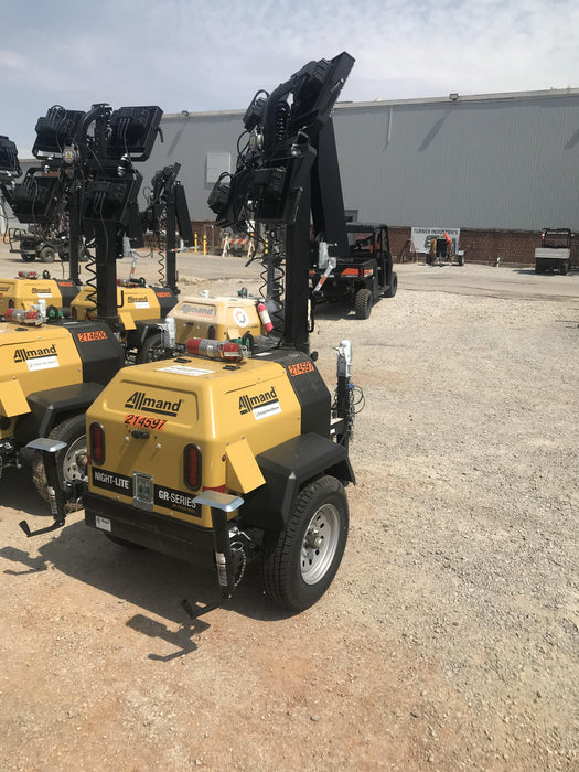 2022 Allmand NLV3GR (4) LED Light Fixture 350W, 23' Vertical Mast, 3kW Prime, Towable, Deep Sea L401, Leveling Jacks, Yanmar T4F 5.8hp