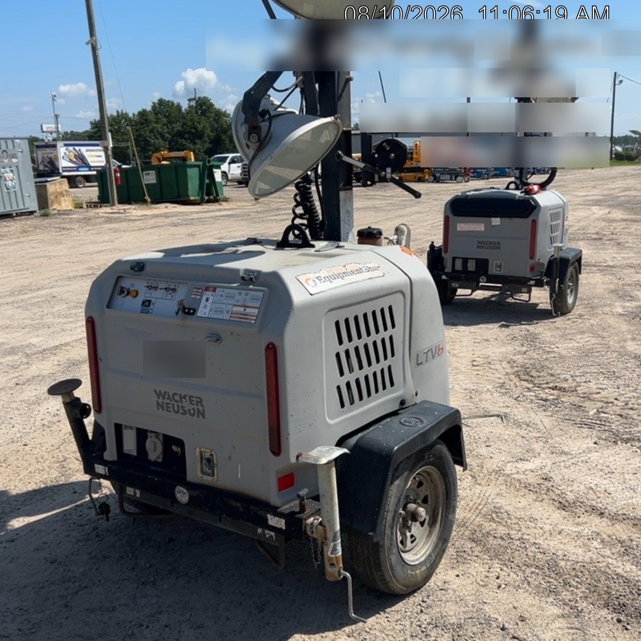 2018 Wacker Neuson LTV6K-MH Wacker Neuson LTV6K Mobile Light Tower w/Fuel Level Sensor Installed