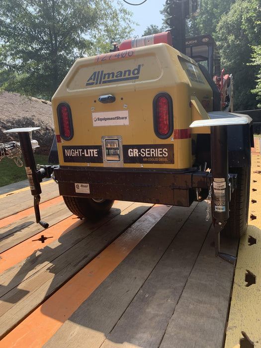 2021 Allmand NLV3GR (4) LED Light Fixture 350W, 23' Vertical Mast, 3kW Prime, Towable, Deep Sea L401, Leveling Jacks, Yanmar T4F 5.8hp